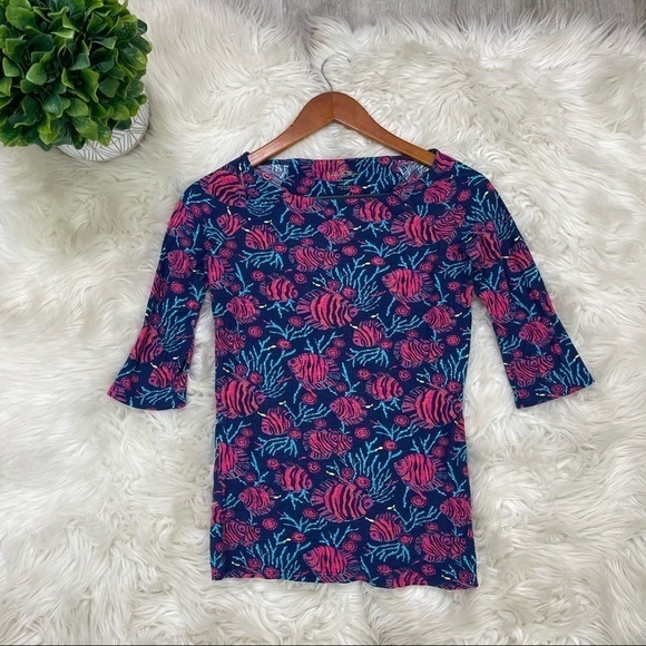 Lilly‎ Pulitzer Tropical Fish Print Cassie Top - Picture 2 of 8